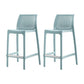 Set of Two 26" Baby Blue Heavy Duty Plastic Low Back Outdoor Counter Height Bar Chairs