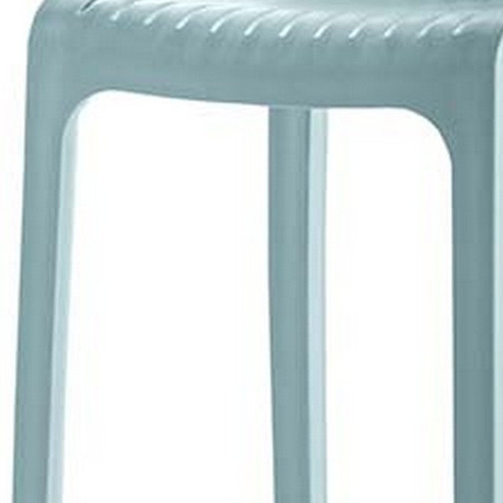 Set of Two 26" Baby Blue Heavy Duty Plastic Low Back Outdoor Counter Height Bar Chairs