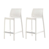 Set of Two 26" White Heavy Duty Plastic Low Back Outdoor Counter Height Bar Chairs