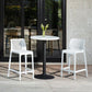 Set of Two 26" White Heavy Duty Plastic Low Back Outdoor Counter Height Bar Chairs