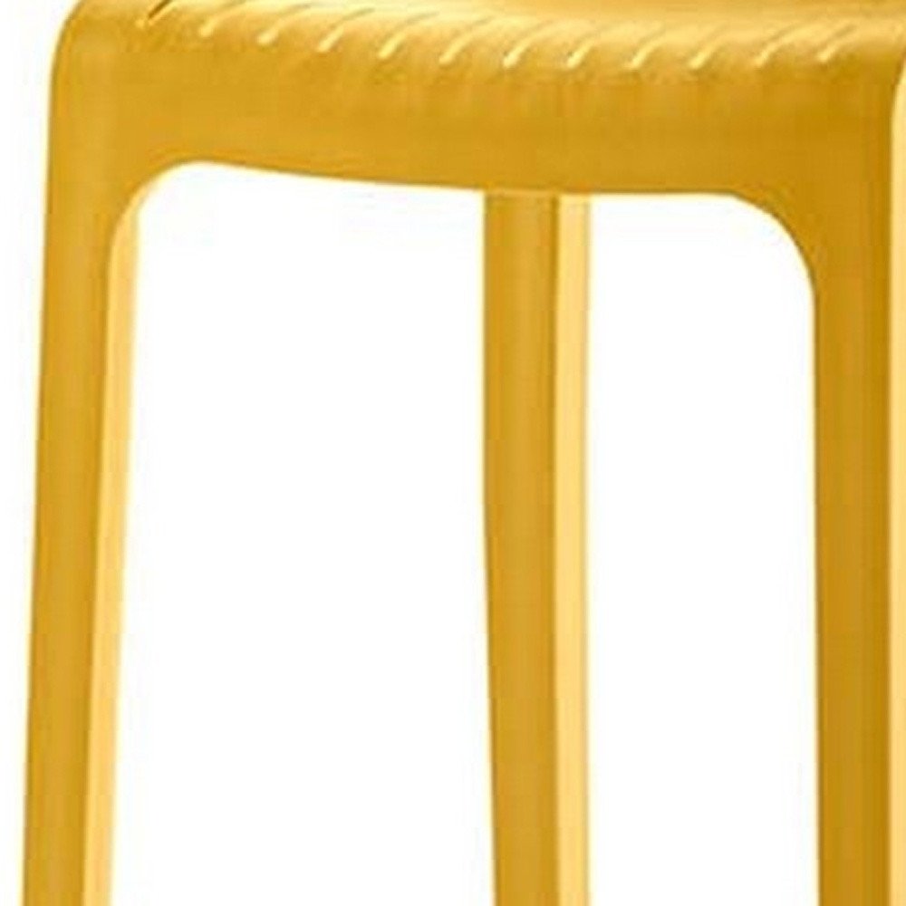 Set of Two 26" Yellow Heavy Duty Plastic Low Back Outdoor Counter Height Bar Chairs