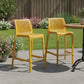 Set of Two 26" Yellow Heavy Duty Plastic Low Back Outdoor Counter Height Bar Chairs