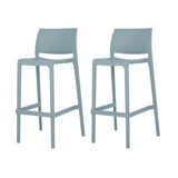 Set of Two 30" Baby Blue Heavy Duty Plastic Low Back Outdoor Bar Height Chairs