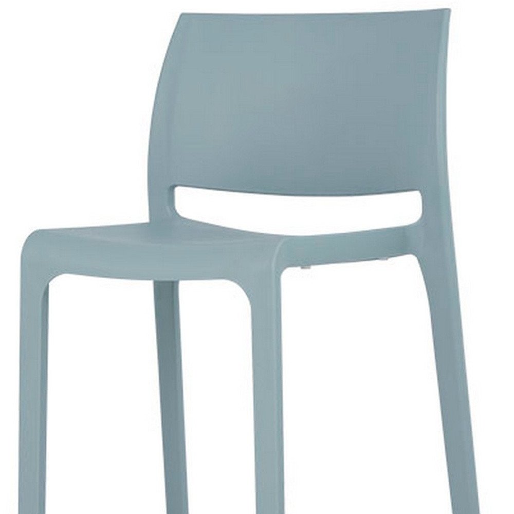 Set of Two 30" Baby Blue Heavy Duty Plastic Low Back Outdoor Bar Height Chairs
