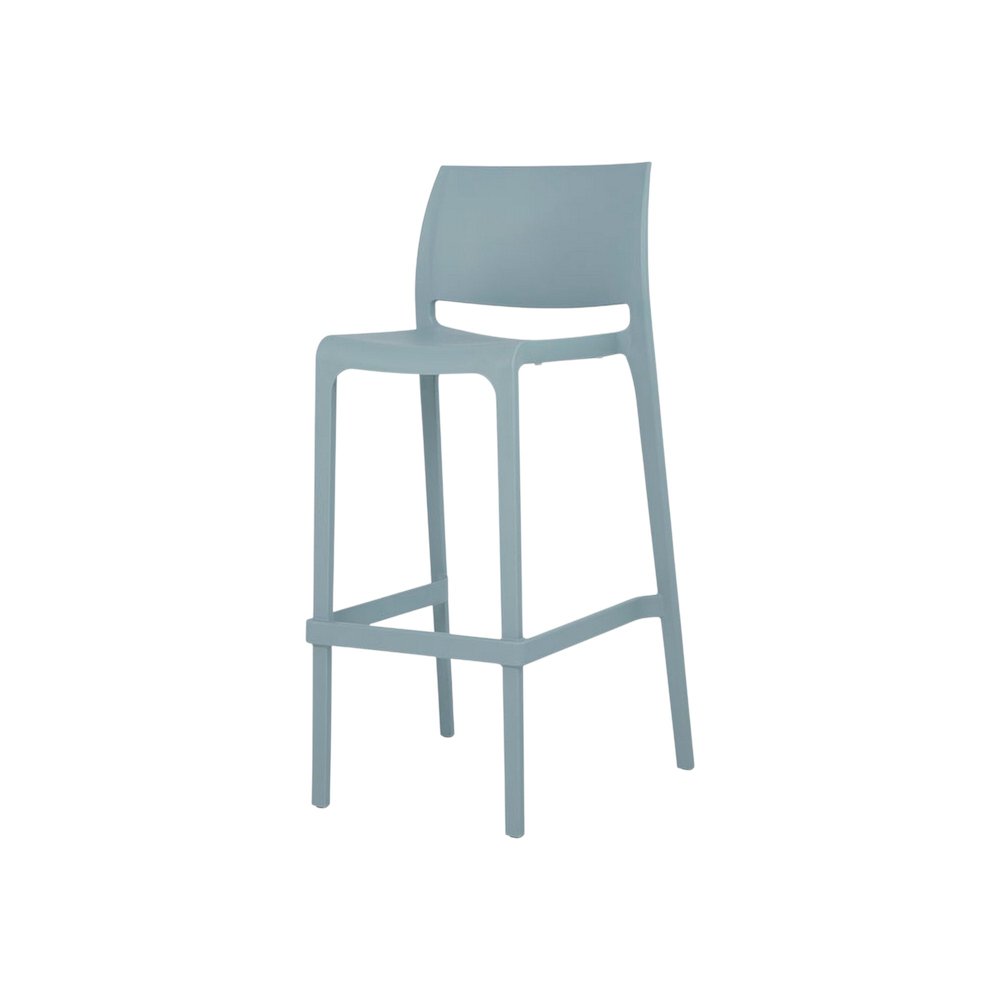 Set of Two 30" Baby Blue Heavy Duty Plastic Low Back Outdoor Bar Height Chairs