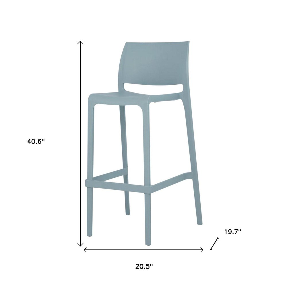 Set of Two 30" Baby Blue Heavy Duty Plastic Low Back Outdoor Bar Height Chairs