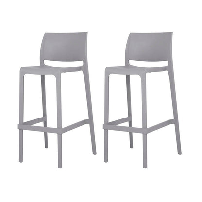 Set of Two 30" Gray Heavy Duty Plastic Low Back Outdoor Bar Height Chairs