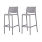 Set of Two 30" Gray Heavy Duty Plastic Low Back Outdoor Bar Height Chairs