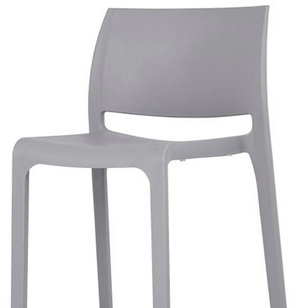 Set of Two 30" Gray Heavy Duty Plastic Low Back Outdoor Bar Height Chairs