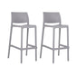 Set of Two 30" Gray Heavy Duty Plastic Low Back Outdoor Bar Height Chairs