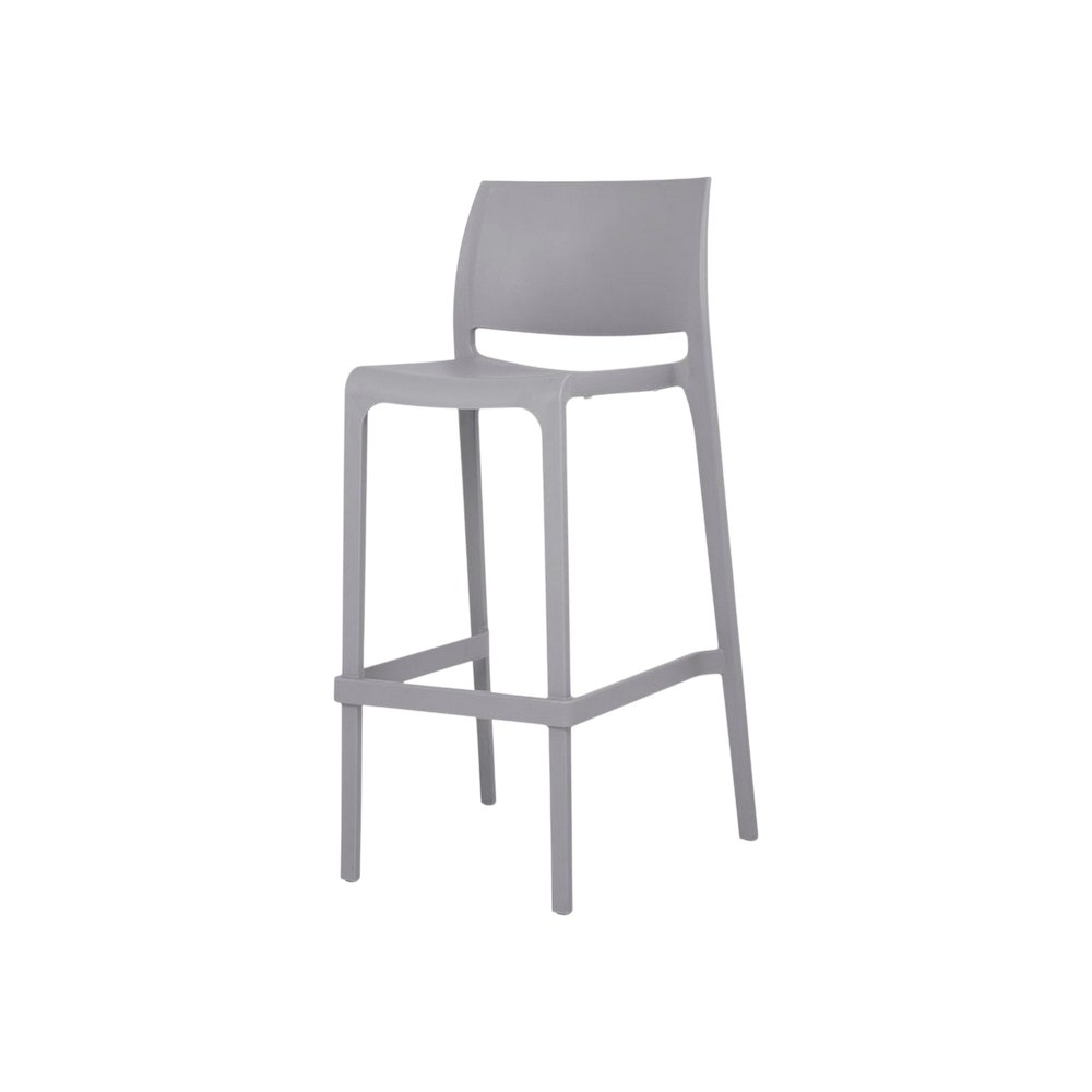 Set of Two 30" Gray Heavy Duty Plastic Low Back Outdoor Bar Height Chairs