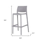 Set of Two 30" Gray Heavy Duty Plastic Low Back Outdoor Bar Height Chairs