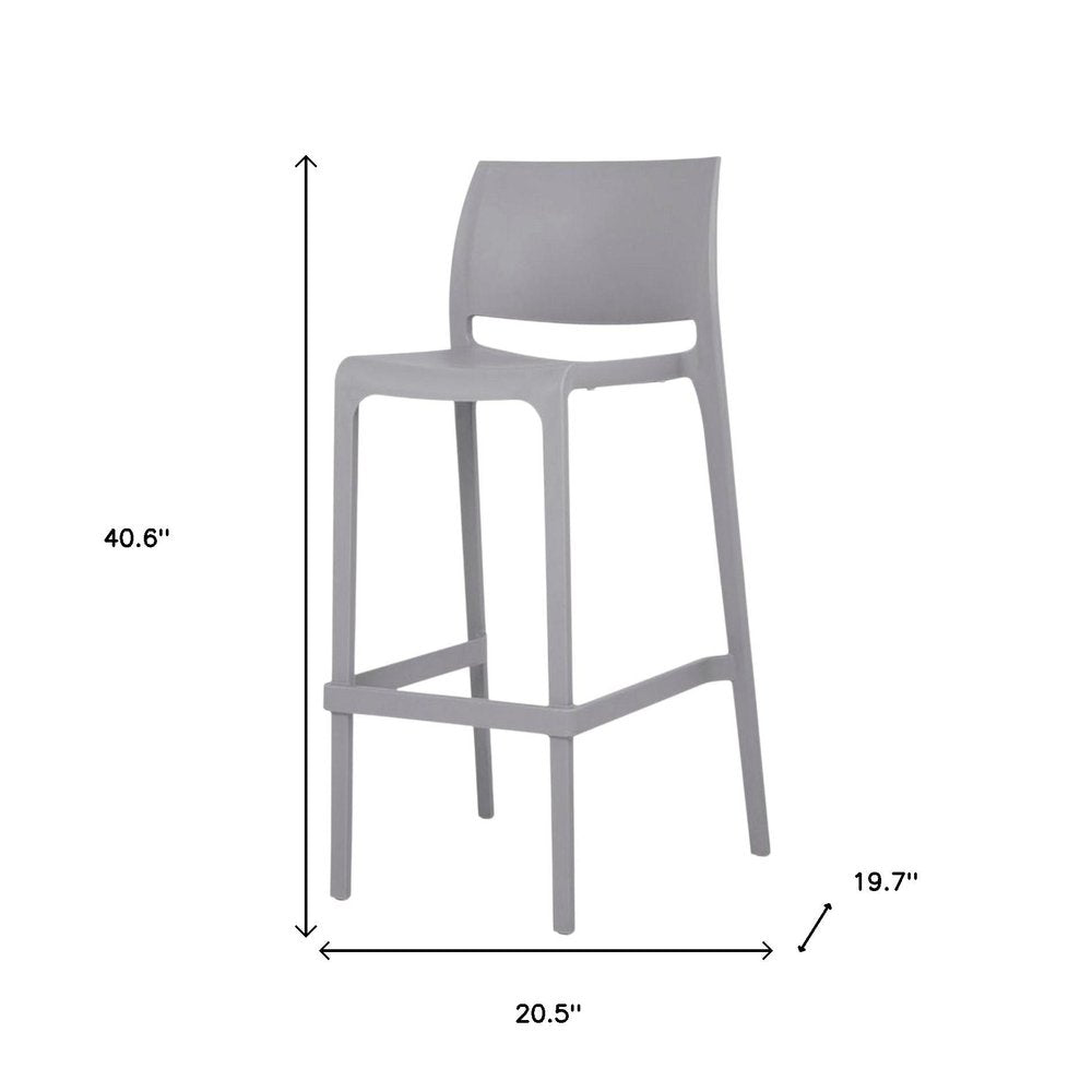 Set of Two 30" Gray Heavy Duty Plastic Low Back Outdoor Bar Height Chairs