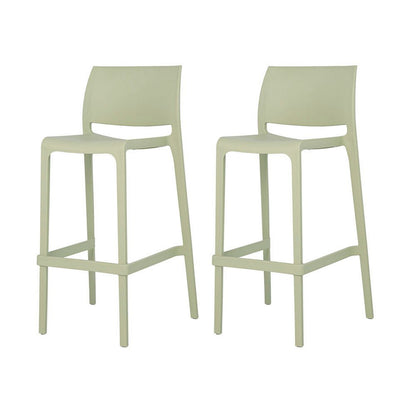 Set of Two 30" Green Heavy Duty Plastic Low Back Outdoor Bar Height Chairs