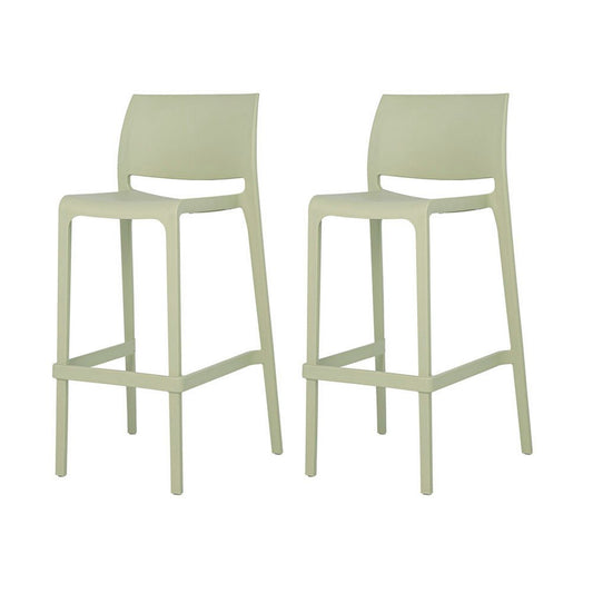 Set of Two 30" Green Heavy Duty Plastic Low Back Outdoor Bar Height Chairs