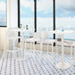 Set of Two 30" White Heavy Duty Plastic Low Back Outdoor Bar Height Chairs