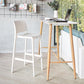Set of Two 30" White Heavy Duty Plastic Low Back Outdoor Bar Height Chairs