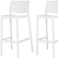 Set of Two 30" White Heavy Duty Plastic Low Back Outdoor Bar Height Chairs