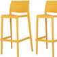 Set of Two 30" Yellow Heavy Duty Plastic Low Back Outdoor Bar Height Chairs