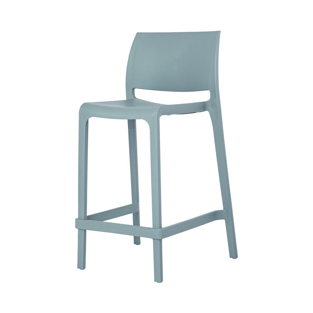 Set of Two 26" Baby Blue Heavy Duty Plastic Low Back Outdoor Counter Height Bar Chairs