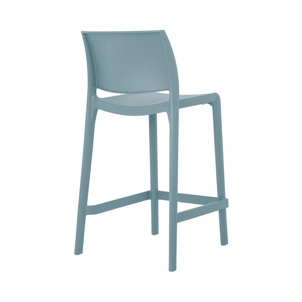 Set of Two 26" Baby Blue Heavy Duty Plastic Low Back Outdoor Counter Height Bar Chairs