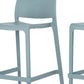 Set of Two 26" Baby Blue Heavy Duty Plastic Low Back Outdoor Counter Height Bar Chairs