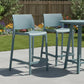 Set of Two 26" Baby Blue Heavy Duty Plastic Low Back Outdoor Counter Height Bar Chairs
