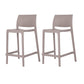 Set of Two 26" Taupe Heavy Duty Plastic Low Back Outdoor Counter Height Bar Chairs