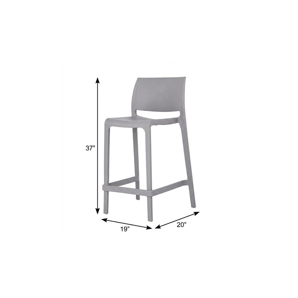 Set of Two 26" Gray Heavy Duty Plastic Low Back Outdoor Counter Height Bar Chairs