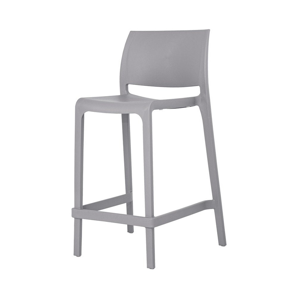 Set of Two 26" Gray Heavy Duty Plastic Low Back Outdoor Counter Height Bar Chairs