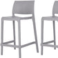 Set of Two 26" Gray Heavy Duty Plastic Low Back Outdoor Counter Height Bar Chairs
