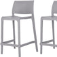 Set of Two 26" Gray Heavy Duty Plastic Low Back Outdoor Counter Height Bar Chairs