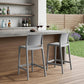 Set of Two 26" Gray Heavy Duty Plastic Low Back Outdoor Counter Height Bar Chairs