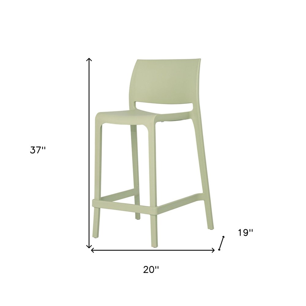 Set of Two 26" Green Heavy Duty Plastic Low Back Outdoor Counter Height Bar Chairs