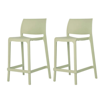 Set of Two 26" Green Heavy Duty Plastic Low Back Outdoor Counter Height Bar Chairs