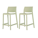 Set of Two 26" Green Heavy Duty Plastic Low Back Outdoor Counter Height Bar Chairs