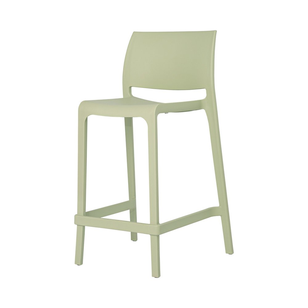 Set of Two 26" Green Heavy Duty Plastic Low Back Outdoor Counter Height Bar Chairs