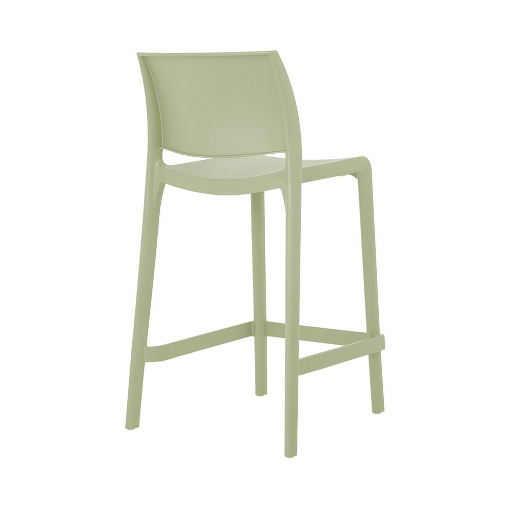Set of Two 26" Green Heavy Duty Plastic Low Back Outdoor Counter Height Bar Chairs