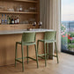 Set of Two 26" Green Heavy Duty Plastic Low Back Outdoor Counter Height Bar Chairs