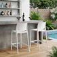 Set of Two 26" White Heavy Duty Plastic Low Back Outdoor Counter Height Bar Chairs