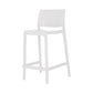 Set of Two 26" White Heavy Duty Plastic Low Back Outdoor Counter Height Bar Chairs
