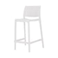 Set of Two 26" White Heavy Duty Plastic Low Back Outdoor Counter Height Bar Chairs