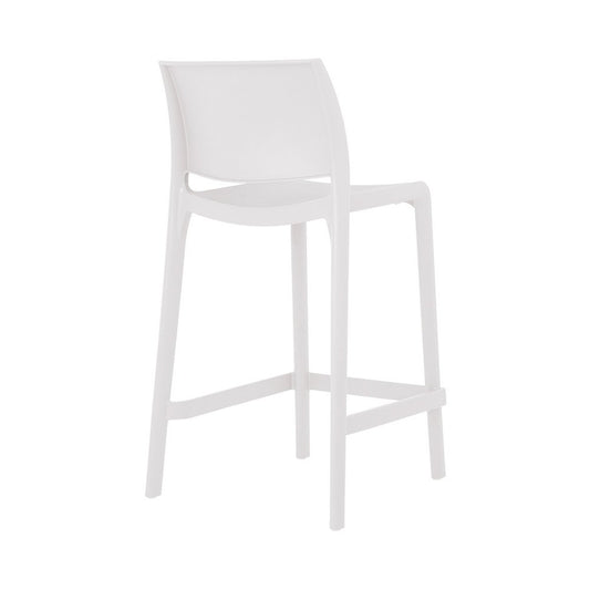 Set of Two 26" White Heavy Duty Plastic Low Back Outdoor Counter Height Bar Chairs