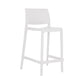 Set of Two 26" White Heavy Duty Plastic Low Back Outdoor Counter Height Bar Chairs