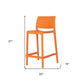 Set of Two 26" Orange Heavy Duty Plastic Low Back Outdoor Counter Height Bar Chairs
