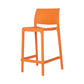 Set of Two 26" Orange Heavy Duty Plastic Low Back Outdoor Counter Height Bar Chairs