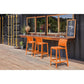 Set of Two 26" Orange Heavy Duty Plastic Low Back Outdoor Counter Height Bar Chairs