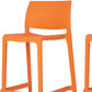 Set of Two 26" Orange Heavy Duty Plastic Low Back Outdoor Counter Height Bar Chairs