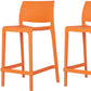 Set of Two 26" Orange Heavy Duty Plastic Low Back Outdoor Counter Height Bar Chairs