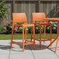Set of Two 26" Orange Heavy Duty Plastic Low Back Outdoor Counter Height Bar Chairs